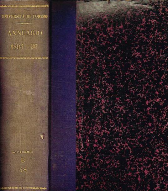 Annuario della R.Università degli studi di Torino per l'anno accademico 1894-95, 1895-96 - copertina