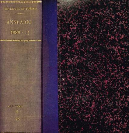Annuario della R.Università degli studi di Torino per l'anno accademico 1888-89, 1889-1890, 1890-1891 - copertina