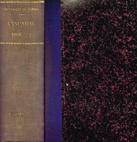 Annuario della R.Università degli studi di Torino per l'anno accademico 1888-89, 1889-1890, 1890-1891 - copertina