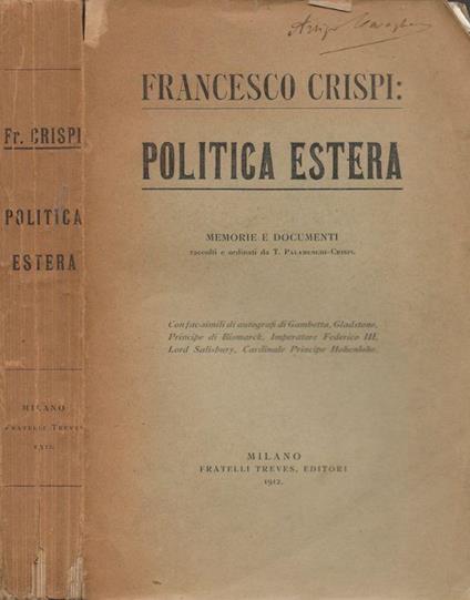 Politica estera - Francesco Crispi - copertina