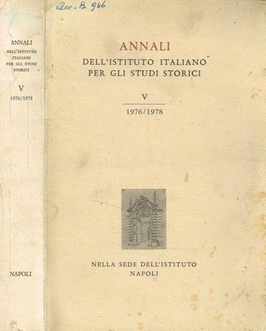 Annali dell'Istituto italiano per gli studi storici. Vol.V, 1976/1978 - copertina