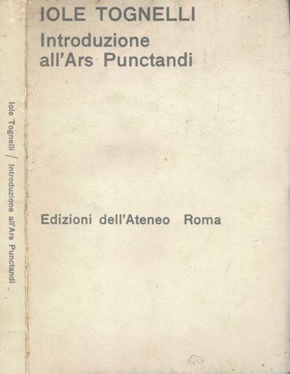 Introduzione all'Ars Punctandi - copertina
