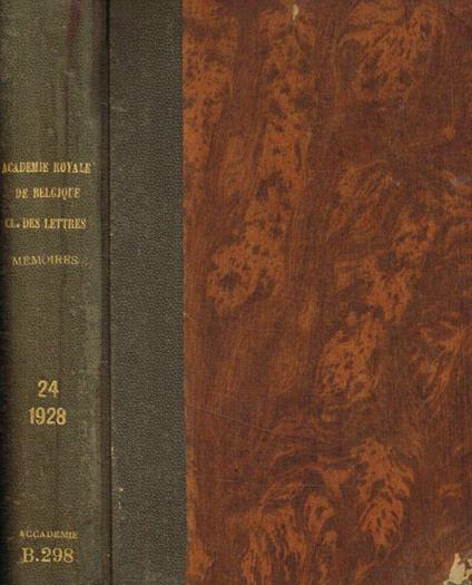 Classe des lettres et des sciences morales et politiques. Mémoires. Tomo XXIV, 1928 - copertina