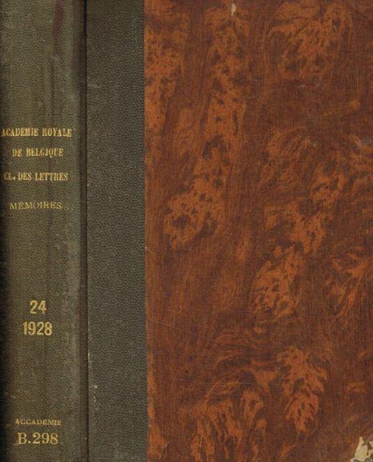 Classe des lettres et des sciences morales et politiques. Mémoires. Tomo XXIV, 1928 - copertina