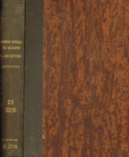 Classe des lettres et des sciences morales et politiques. Mémoires. Tomo XXIII, 1926 - copertina