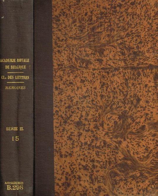 Classe des lettres e des sciences morales et politiques. Memoires deuxieme serie, tome XV, 1921 - copertina