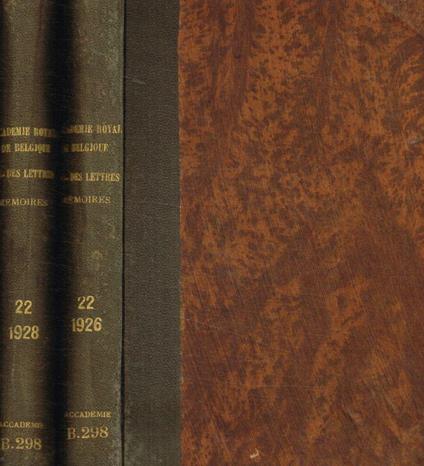 Classe des lettres e des sciences morales et politiques. Memoires, tome XXII, 1926-28. 2voll - copertina