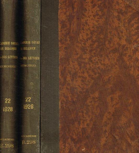 Classe des lettres e des sciences morales et politiques. Memoires, tome XXII, 1926-28. 2voll - copertina