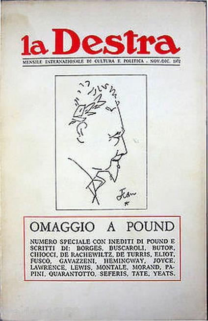 La Destra. Mensile Internazionale Di Cultura E Politica. Nov.-Dic. 1972. Omaggio A Pound - copertina