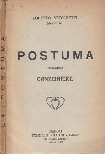 Postuma - Lorenzo Stecchetti - copertina