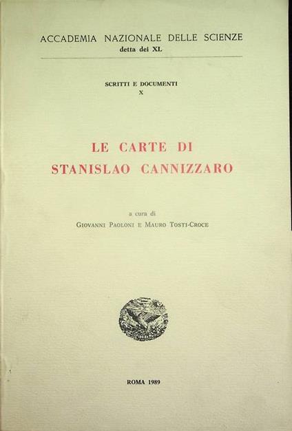Le carte di Stanislao Cannizzaro - copertina