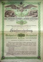 K.K. Priv. Graz-Köflacher Eisenbahn- und Bergbau-Gesellschaft: Schuldverschreibung: Vierhundert 400 Vierhundert Kronen: Serie 0,199 - Nummer 5