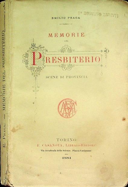 Memorie del presbiterio: scene di provincia - Emilio Praga - copertina