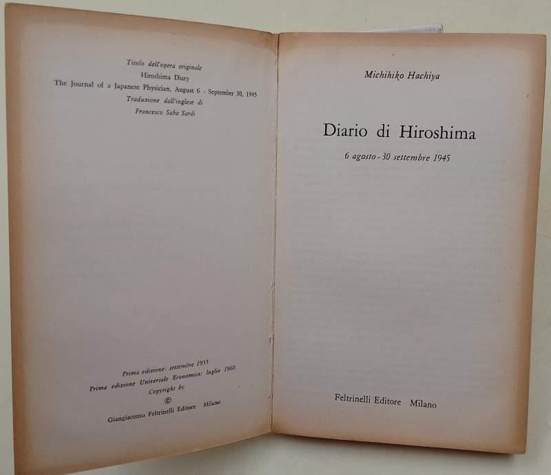 Diario Di Hiroshima 6 Agosto-30 Settembre 1945