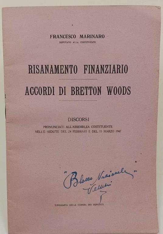 Risanamento Finanziario Accordi Di Bretton Woods - Francesco Marino - copertina