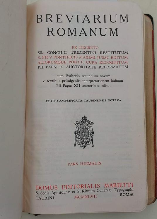 Breviarium Romanum Ex Decreto Ss. Concilii Tridentini Restitutum... - copertina