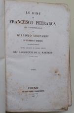 Le Rime Di Francesco Petrarca Con L'Interpretazione Di Giacomo Leopardi Da Lui Corretta E Accresiuta