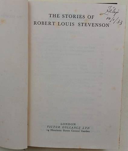 The Sories Of Robert Lois Stevenson - Robert Louis Stevenson - copertina