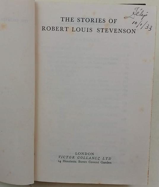 The Sories Of Robert Lois Stevenson - Robert Louis Stevenson - copertina