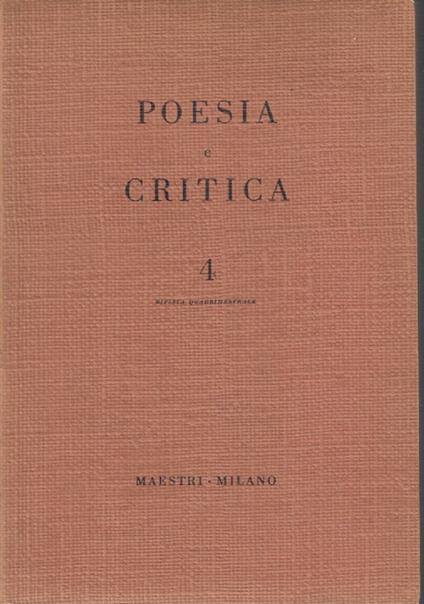 Poesia e critica. Anno II, n. 4 - copertina
