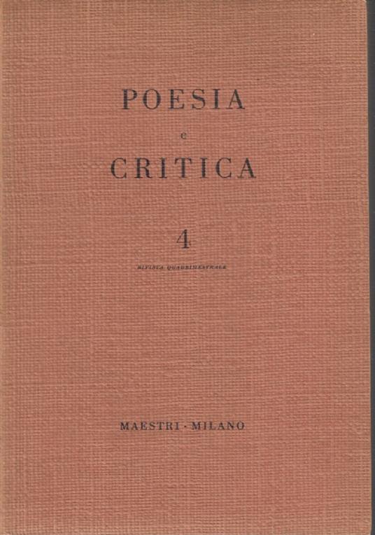 Poesia e critica. Anno II, n. 4 - copertina