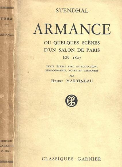 Armance ou quelques scenes d'un salon de Paris en 1827 - Stendhal - copertina