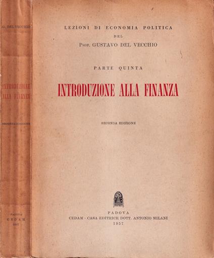Introduzione alla finanza, parte quinta - Gustavo Del Vecchio - copertina