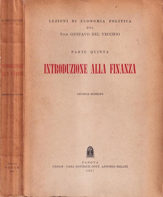 Introduzione alla finanza, parte quinta - Gustavo Del Vecchio - copertina