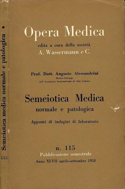 Semeiotica Medica - Augusto Alessandrini - copertina