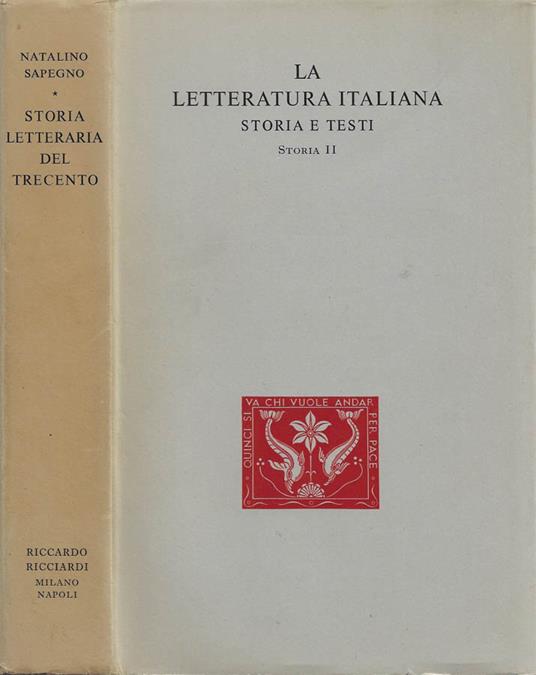 Storia letteraria del Trecento - Natalino Sapegno - copertina
