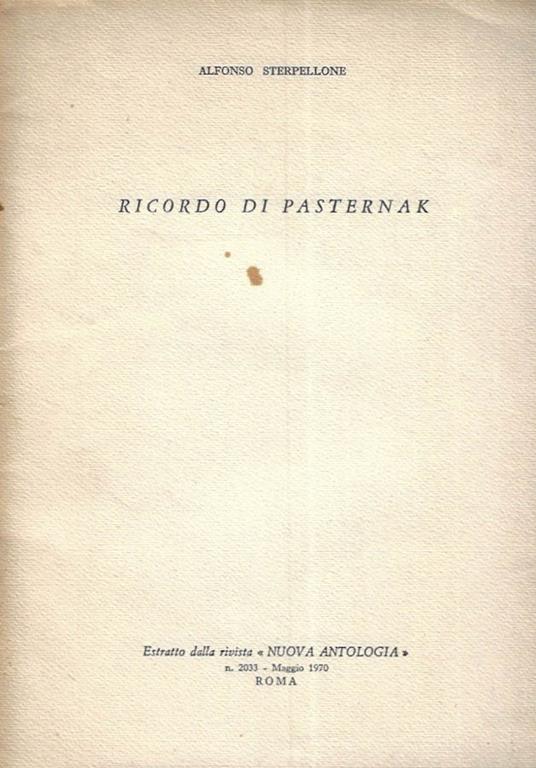 Ricordo di Pasternak - Alfonso Sterpellone - copertina