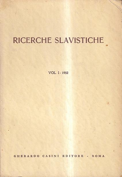 Ricerche slavistiche - Vol. I, 1952 - copertina