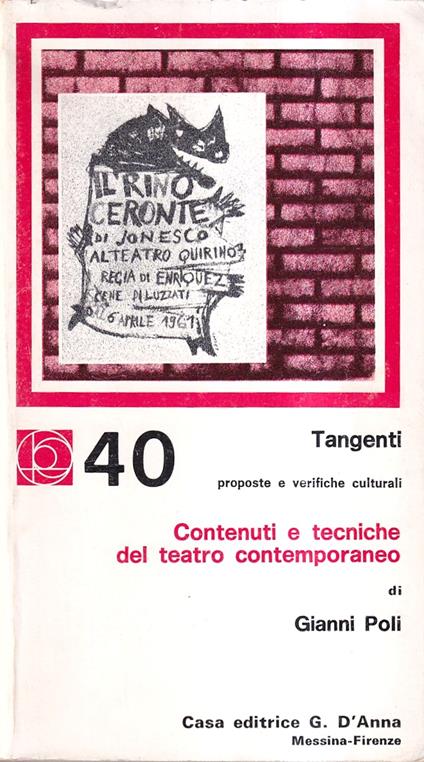 Contenuti e tecniche del teatro contemporaneo - Gianni Poli - copertina