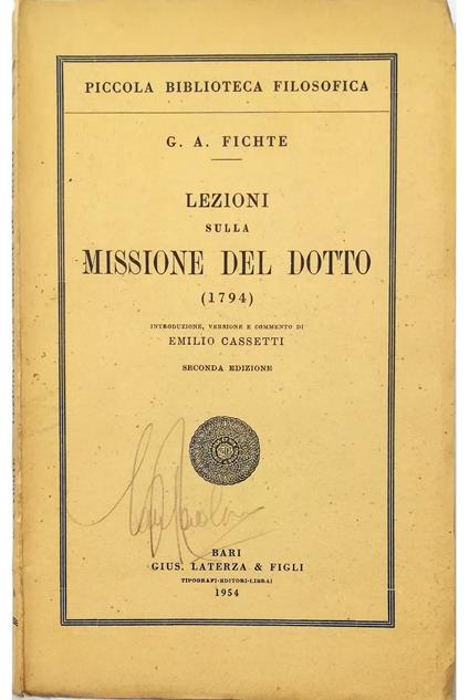 Lezioni sulla missione del dotto (1794) - copertina