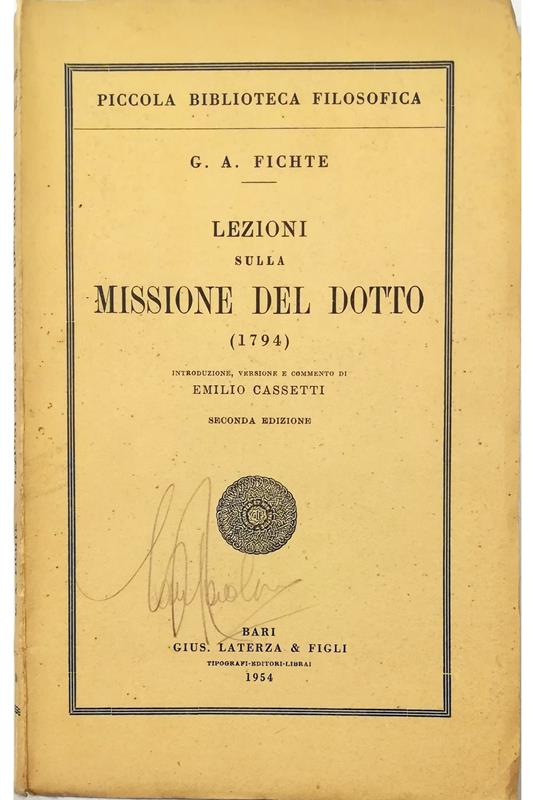 Lezioni sulla missione del dotto (1794) - copertina