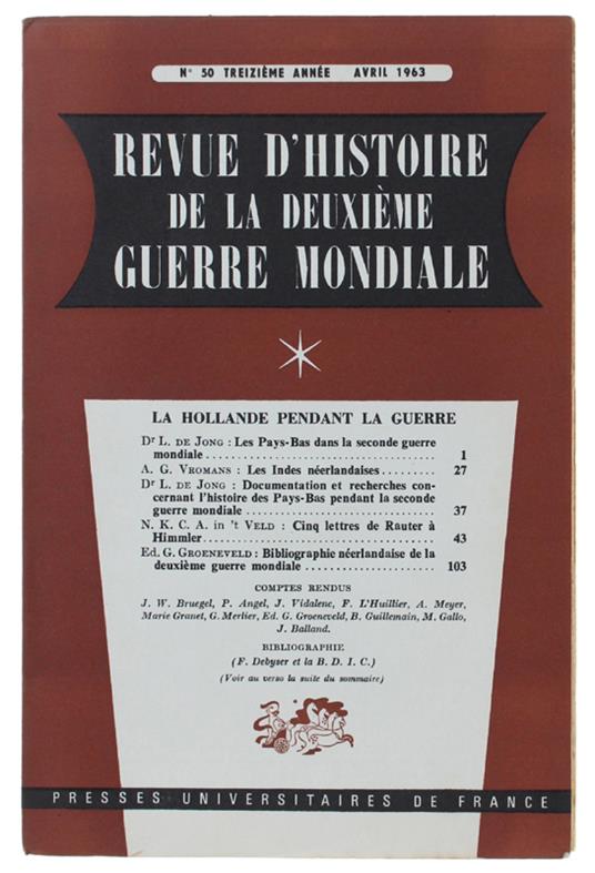 Revue D'Histoire De La Deuxième Guerre Mondiale - Collectif - copertina