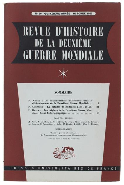 Revue D'Histoire De La Deuxième Guerre Mondiale - Collectif - copertina