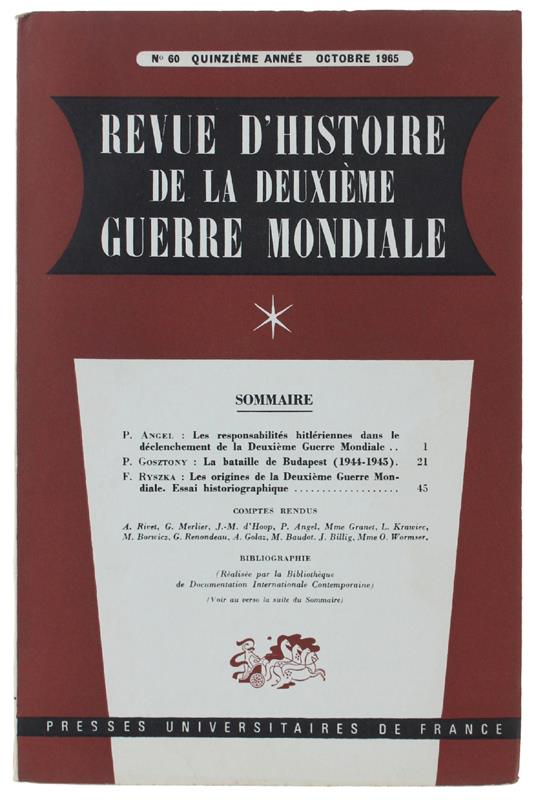 Revue D'Histoire De La Deuxième Guerre Mondiale - Collectif - copertina