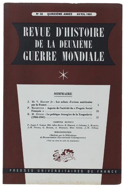 Revue D'Histoire De La Deuxième Guerre Mondiale - Collectif - copertina