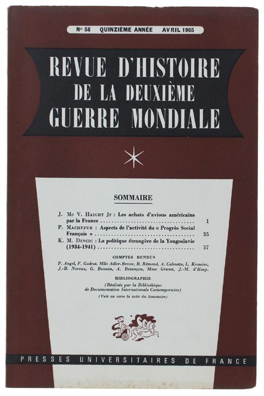 Revue D'Histoire De La Deuxième Guerre Mondiale - Collectif - copertina