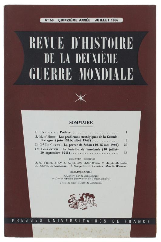 Revue D'Histoire De La Deuxième Guerre Mondiale - Collectif - copertina