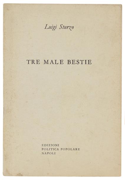 Tre Male Bestie - Luigi Sturzo - copertina