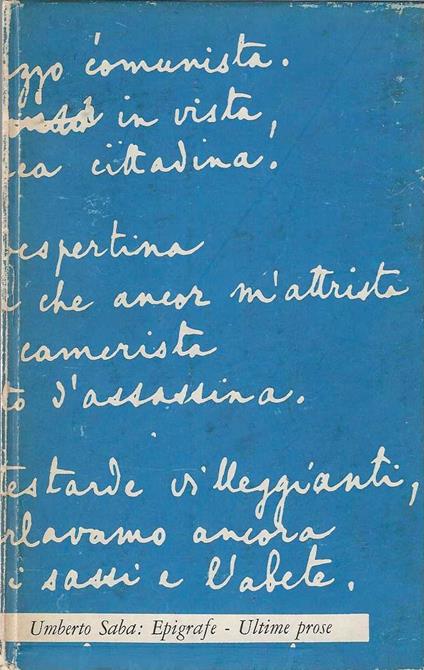 Epigrafe - Ultime prose - Umberto Saba - copertina