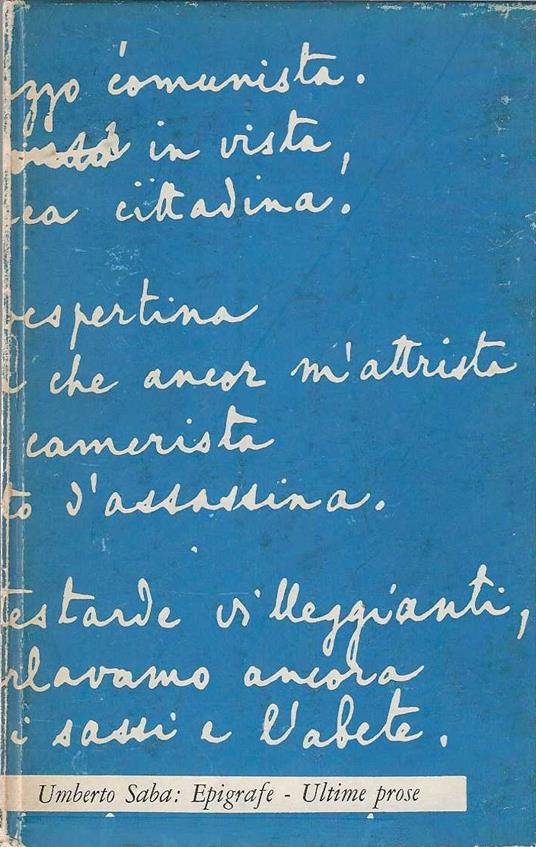 Epigrafe - Ultime prose - Umberto Saba - copertina