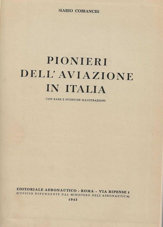Pionieri dell'aviazione in Italia - Mario Cobianchi - copertina