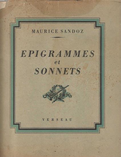 Epigrammes et Sonnets - Maurice Sandoz - copertina