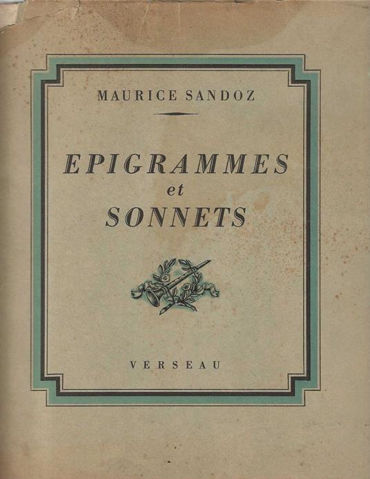 Epigrammes et Sonnets - Maurice Sandoz - copertina