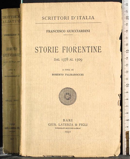 Storie fiorentine dal 1378 al 1509 - Francesco Guicciardini - copertina