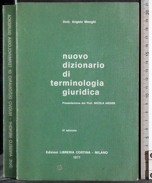 Nuovo dizionario di terminologia giuridica - Angelo Menghi - copertina