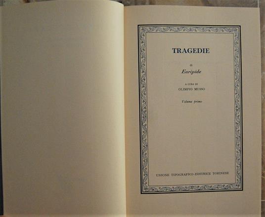 Tragedie. Volume Primo - Euripide - copertina